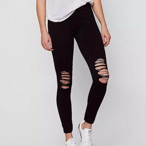 Boom Boom gray leggings with ripped knees, size S/M